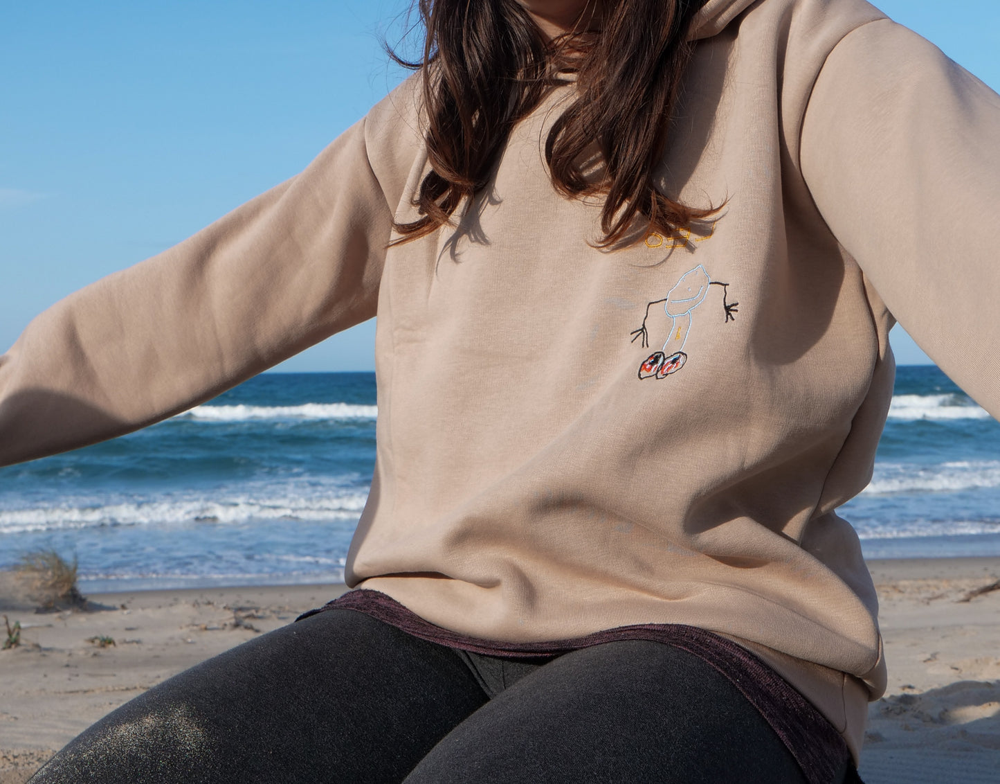 Damen Hoodie bestickt mit Kinderzeichnung