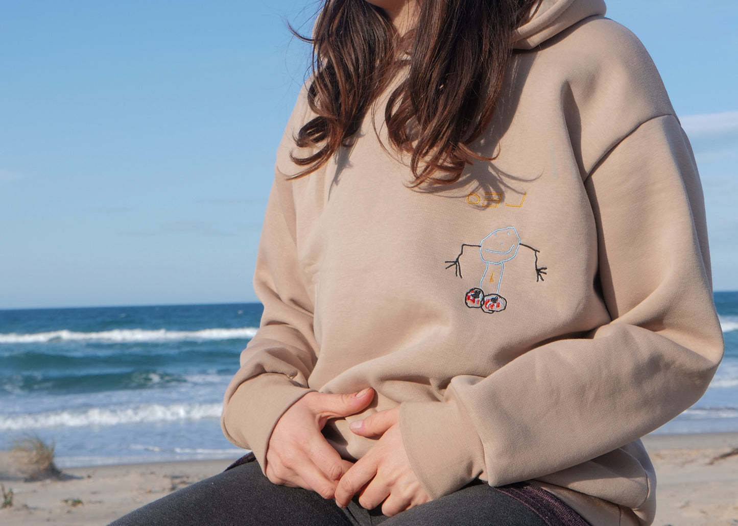 Damen Hoodie bestickt mit Kinderzeichnung