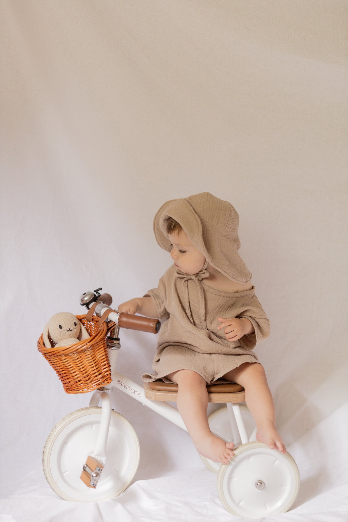 Musselin Sommer Set - Oversized Shirt, Shorts & Sonnenhut bis Gr. 80