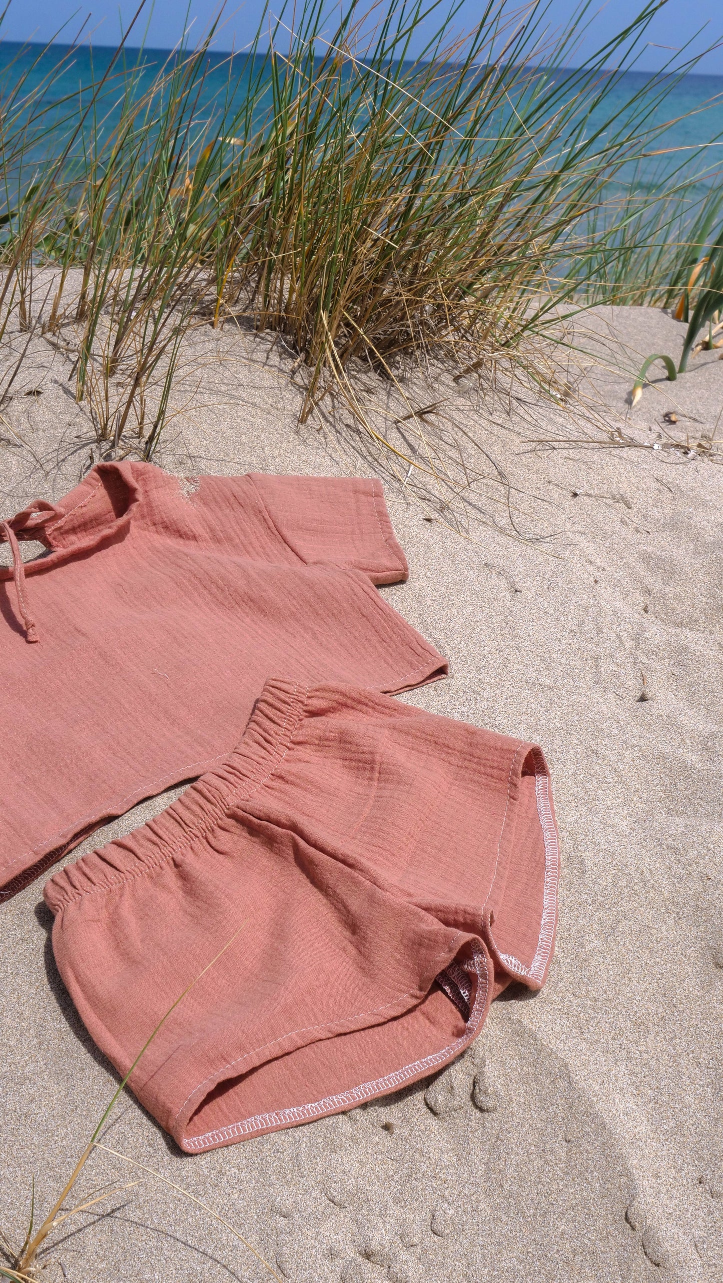 Musselin Sommer Set - Oversized Shirt Crop & Shorts