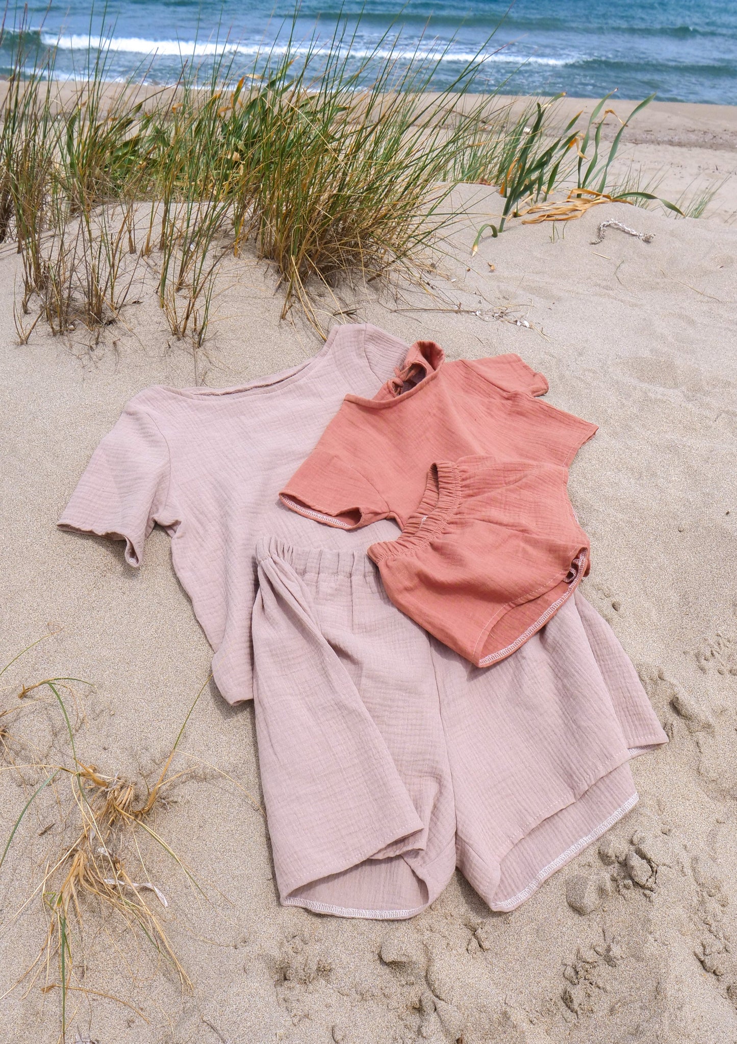 Mom & Mini Musselin Sommer Set - Oversized Shirt & Shorts