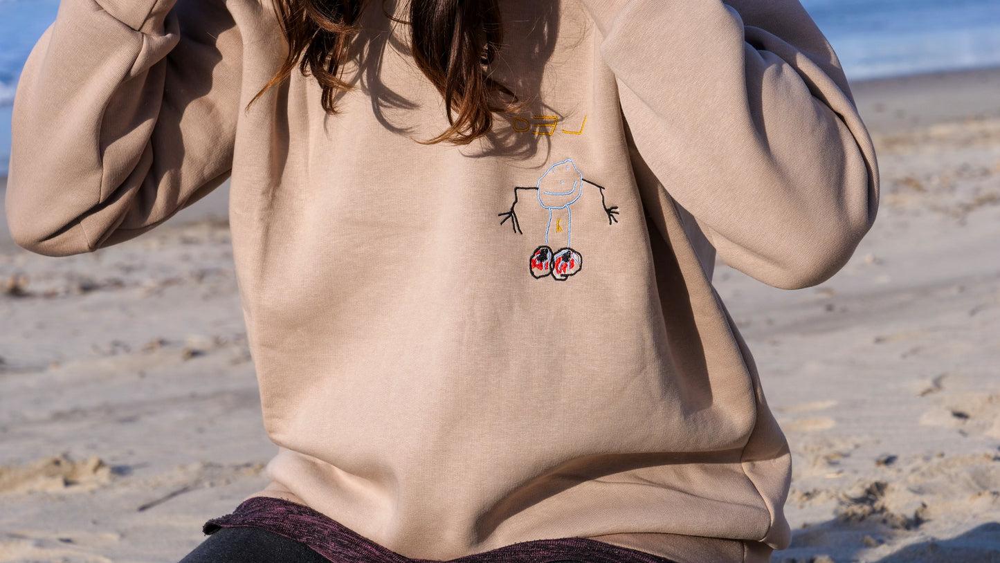 Damen Hoodie bestickt mit Kinderzeichnung