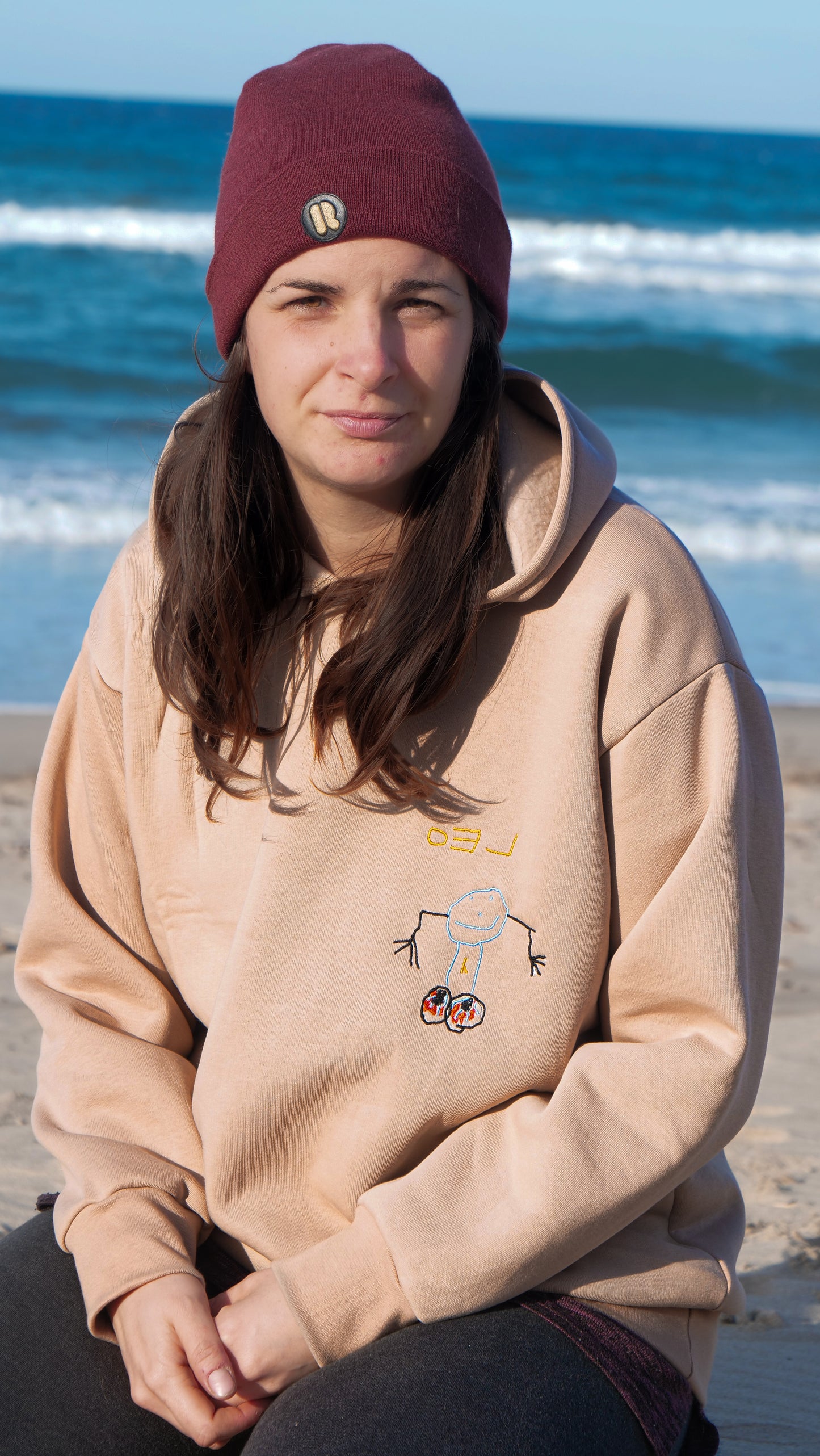 Damen Hoodie bestickt mit Kinderzeichnung