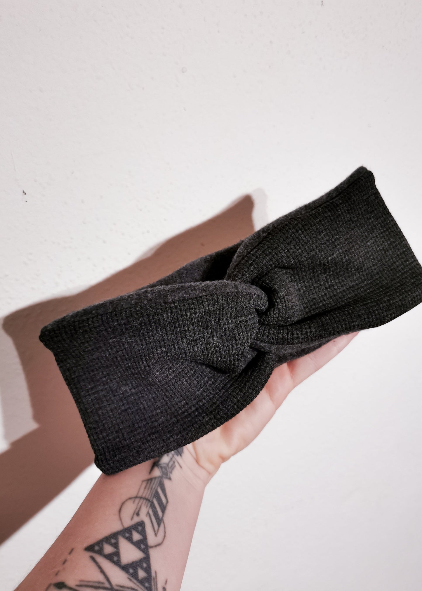 Mom Waffle Knit Twist-Stirnband gefüttert mit Baumwollfleece