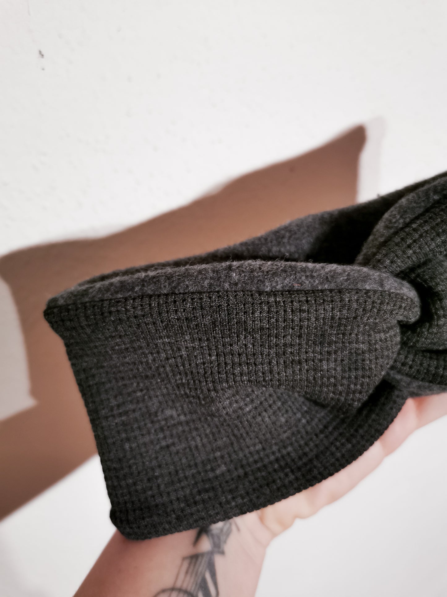 Mom Waffle Knit Twist-Stirnband gefüttert mit Baumwollfleece