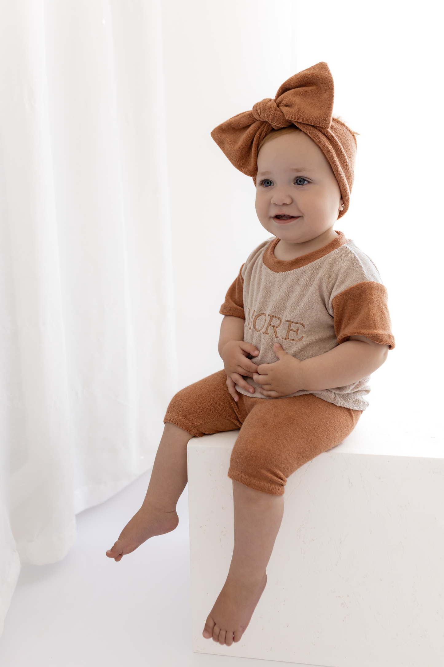 Set Amore Shirt two-tone & Radlerhose aus Frottee