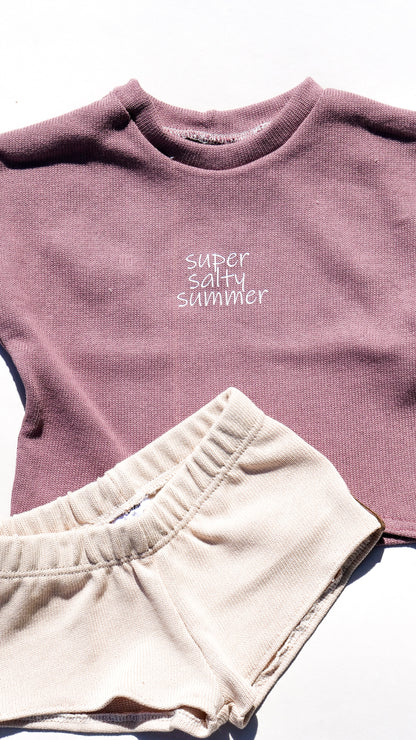 super salty summer Set Oversized Shirt & Shorts Feinstrick