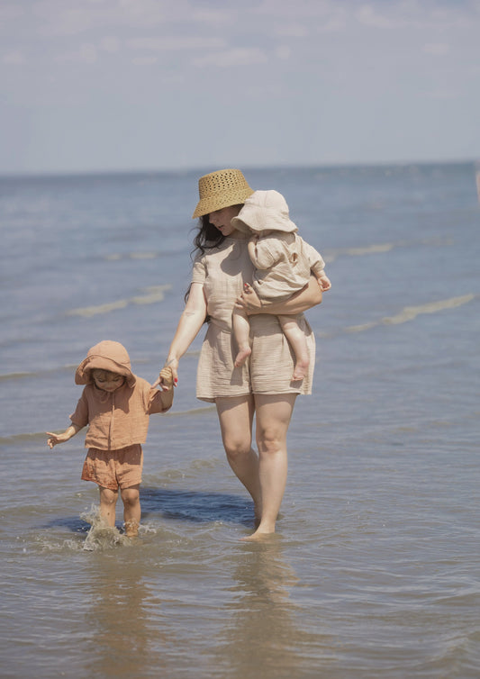 Mom & Mini Musselin Sommer Set - Oversized Shirt & Shorts