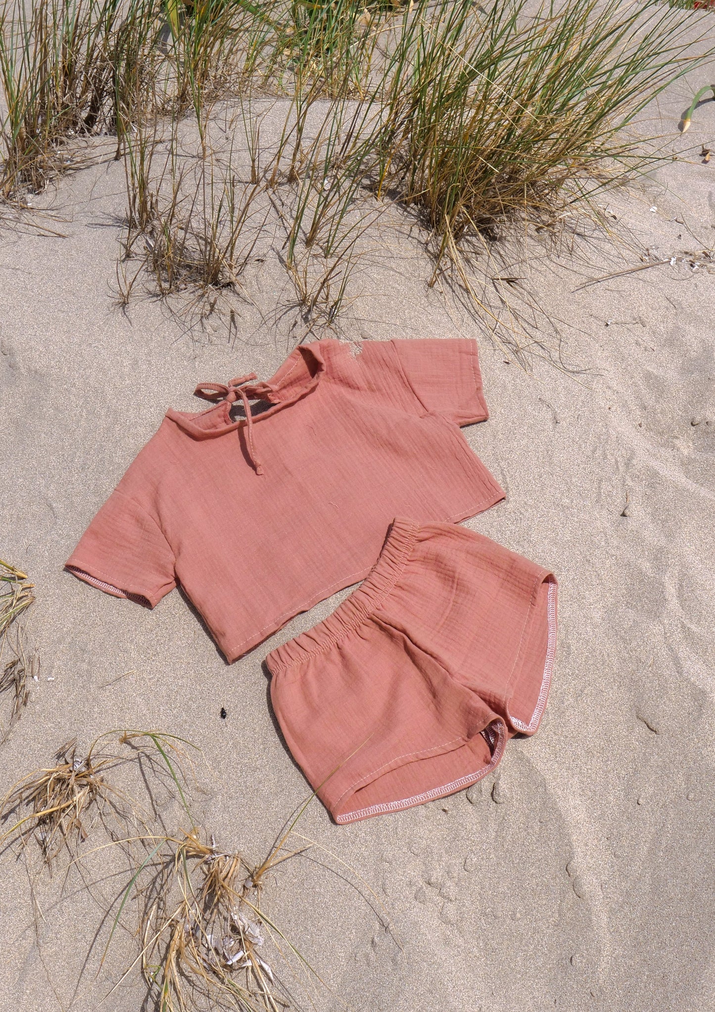 Musselin Sommer Set - Oversized Shirt Crop & Shorts