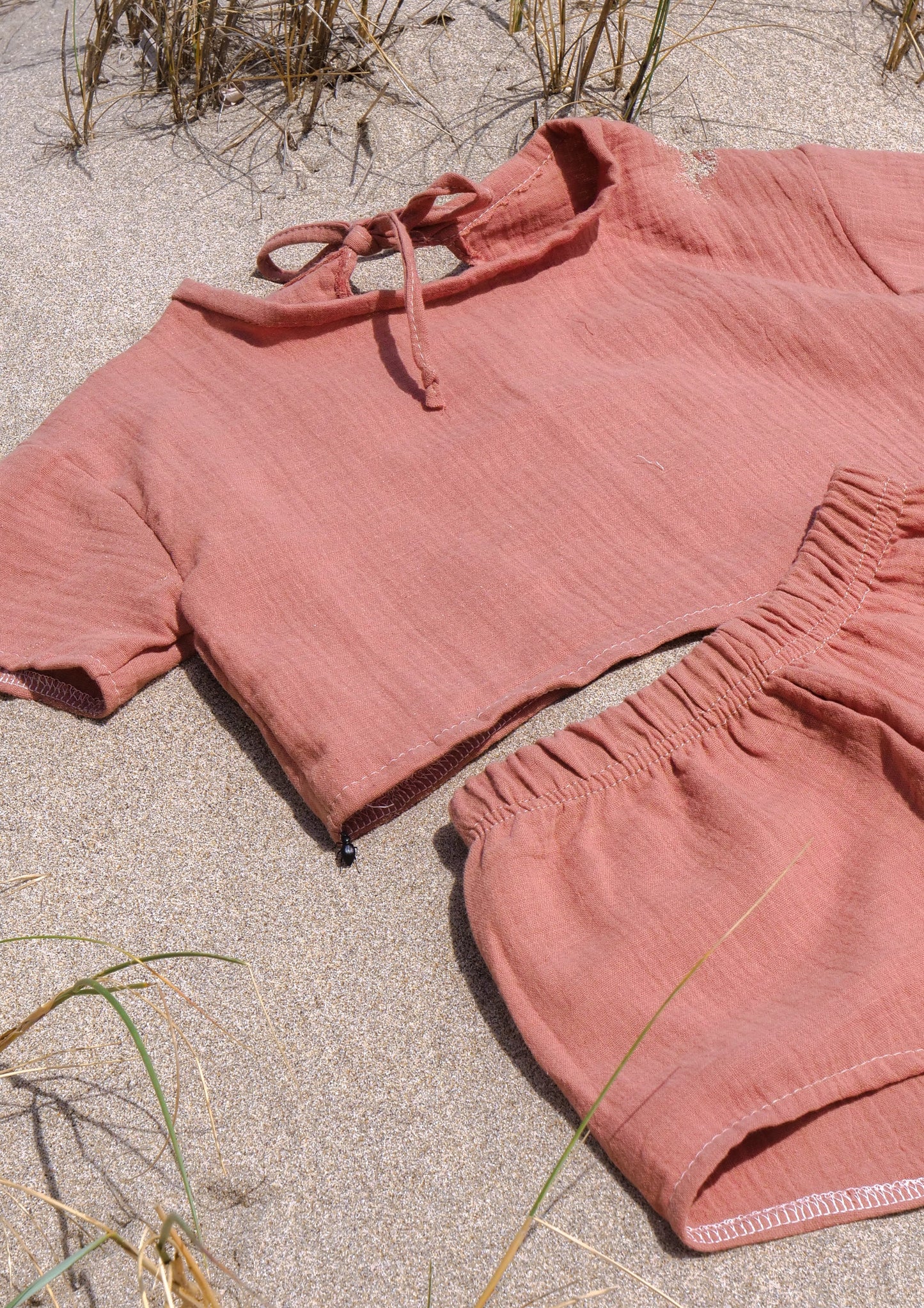 Musselin Sommer Set - Oversized Shirt Crop & Shorts