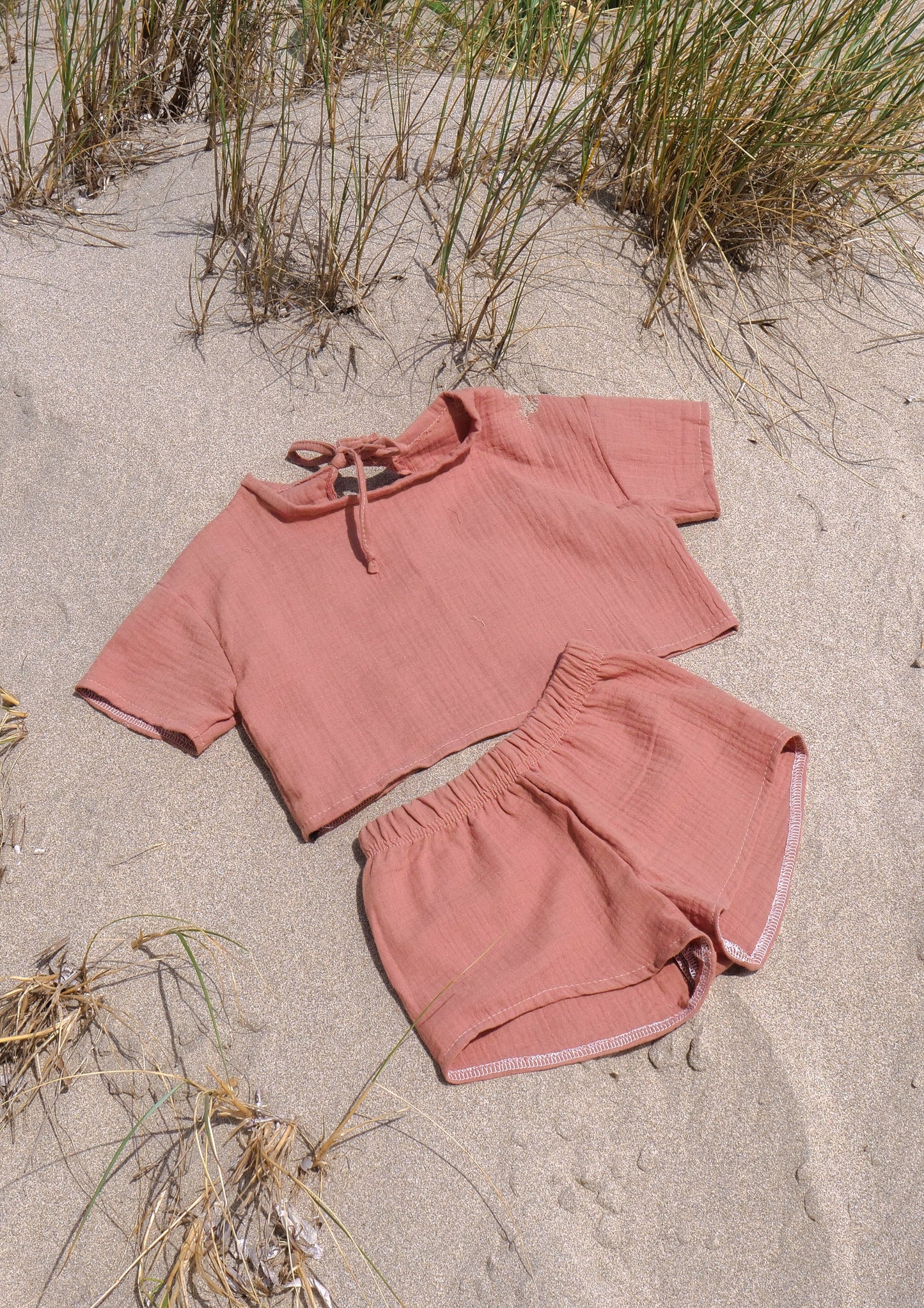 Musselin Sommer Set - Oversized Shirt Crop & Shorts