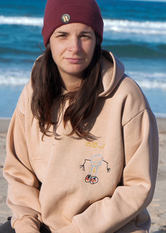 Personalisierter Hoodie für Damen mit Kinderzeichnung bestickt