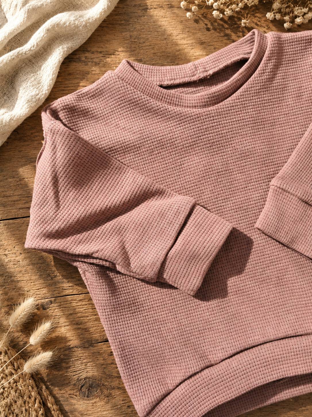 Oversized Pullover aus Waffle-Knit Altmauve in Gr. 86