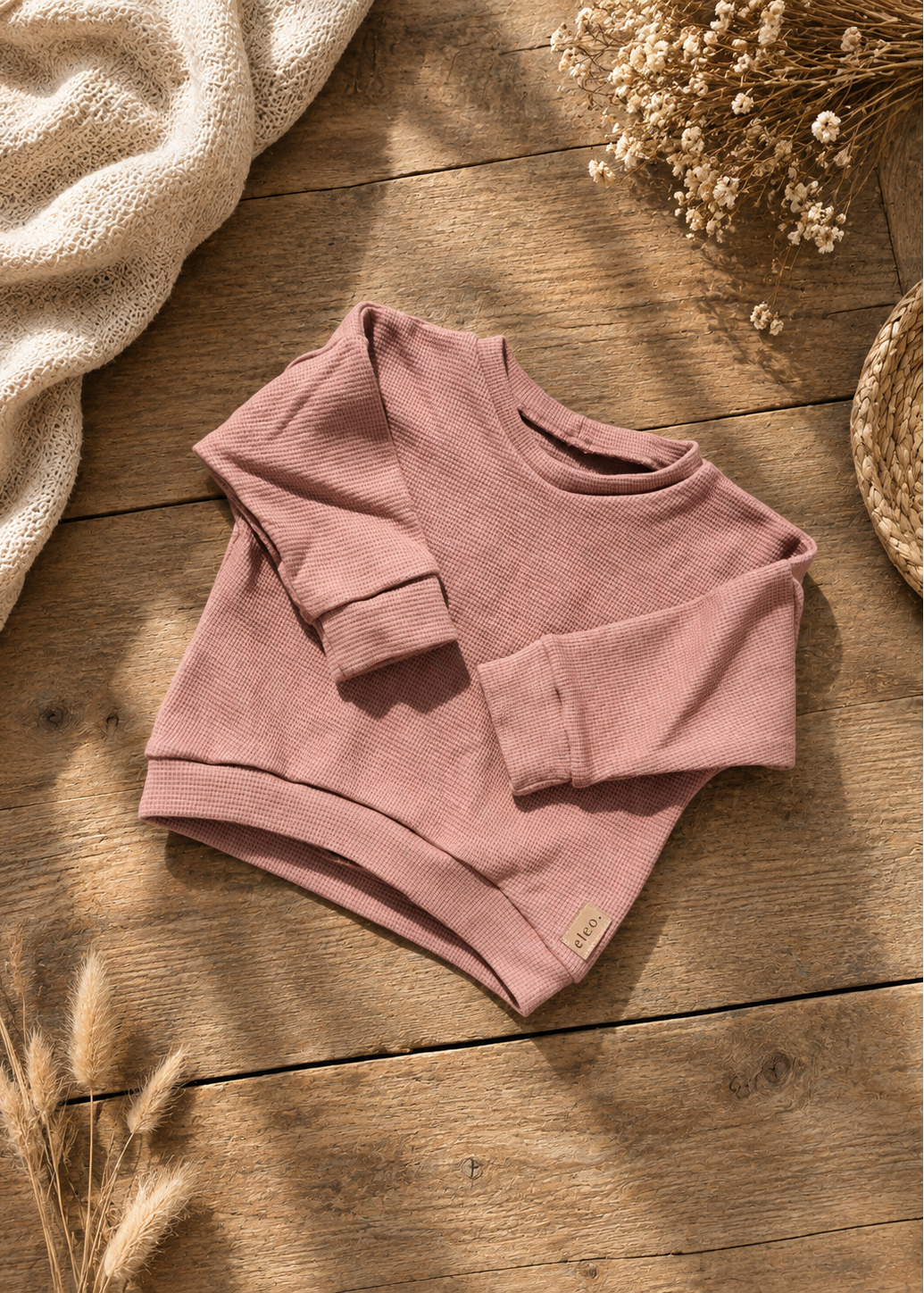Oversized Pullover aus Waffle-Knit Altmauve in Gr. 86