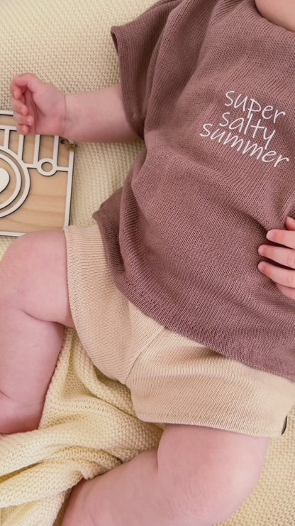 super salty summer Set Shorts & Oversized Shirt aus Feinstrick