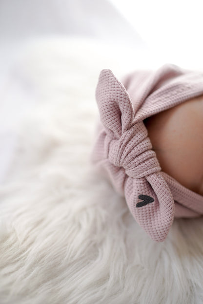 Waffle-Knit Turbanmütze Tulip mit Herz-Stickerei