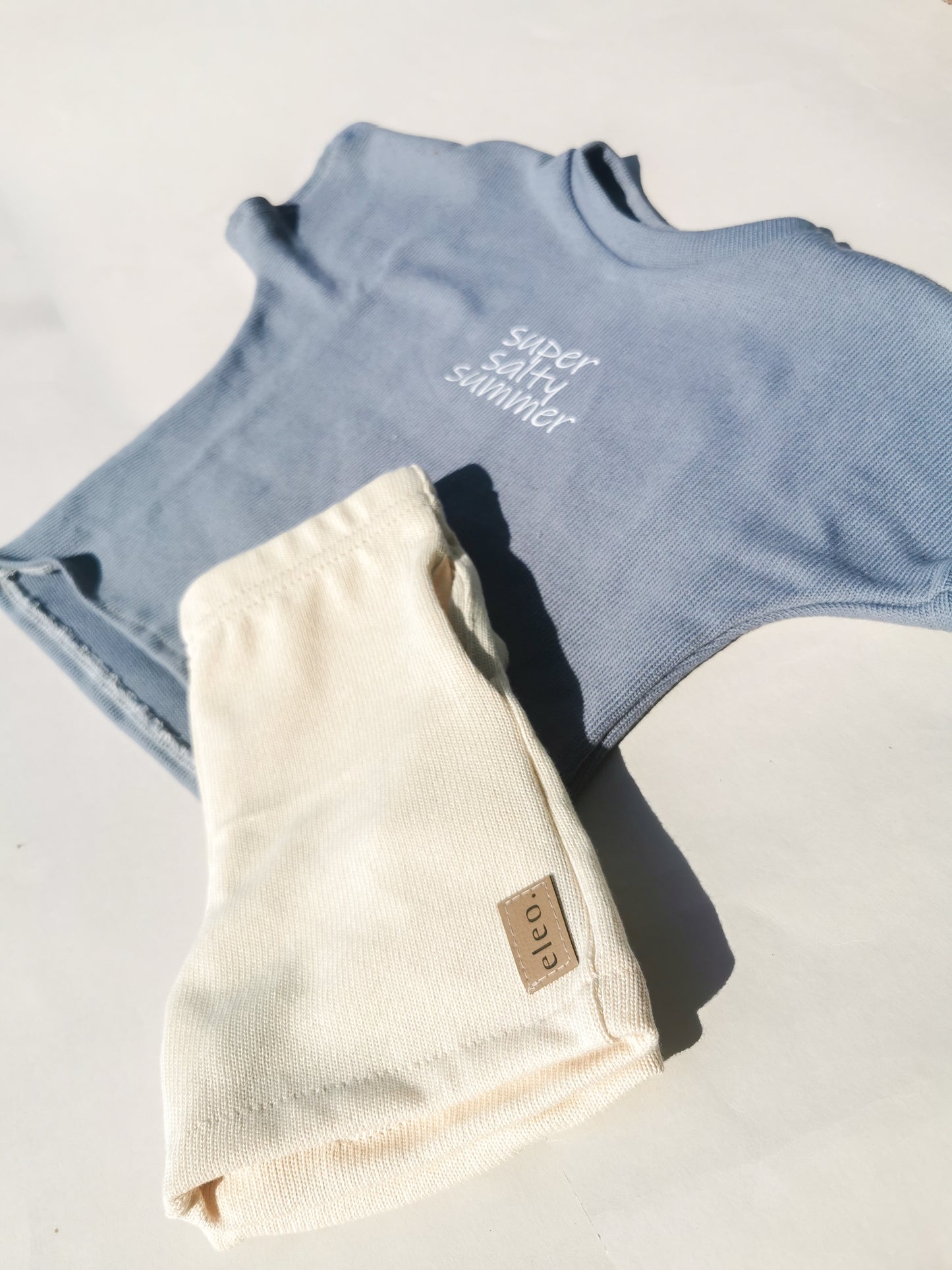 super salty summer Set Long Shorts & Oversized Shirt aus Feinstrick