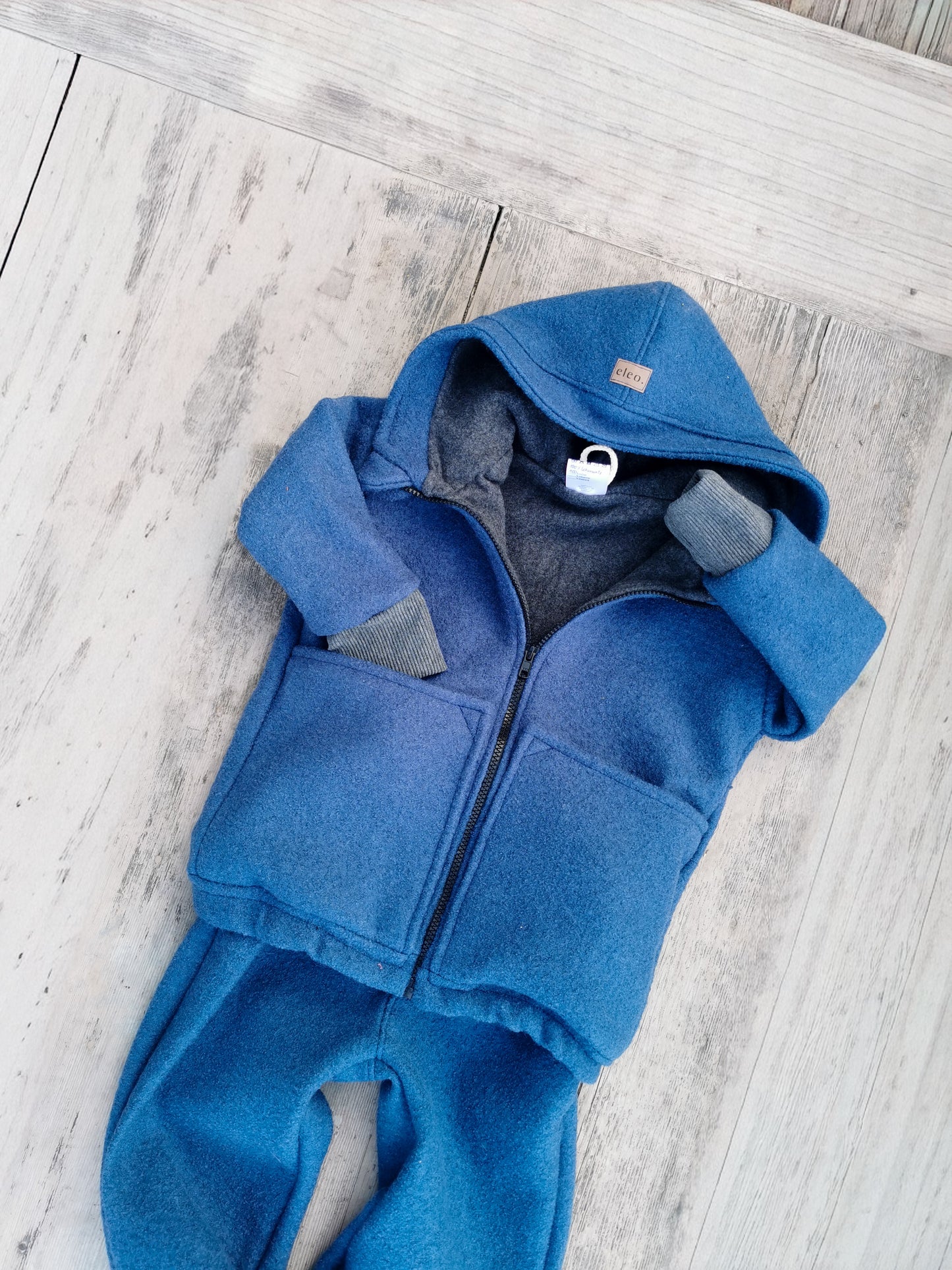Gefütterte Wollwalk-Jacke mit Bio Baumwollfleece für Kinder