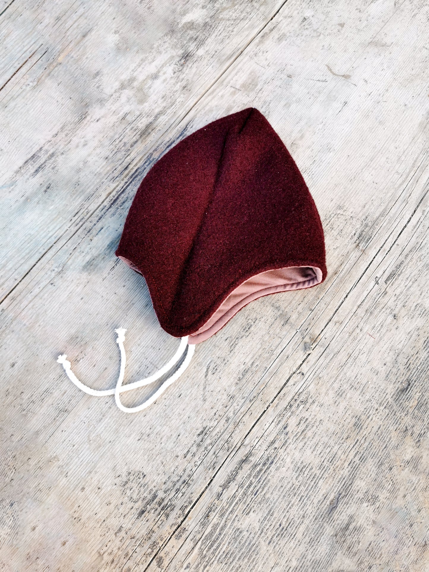 Wollwalk Zwergenmütze gefüttert mit French Terry