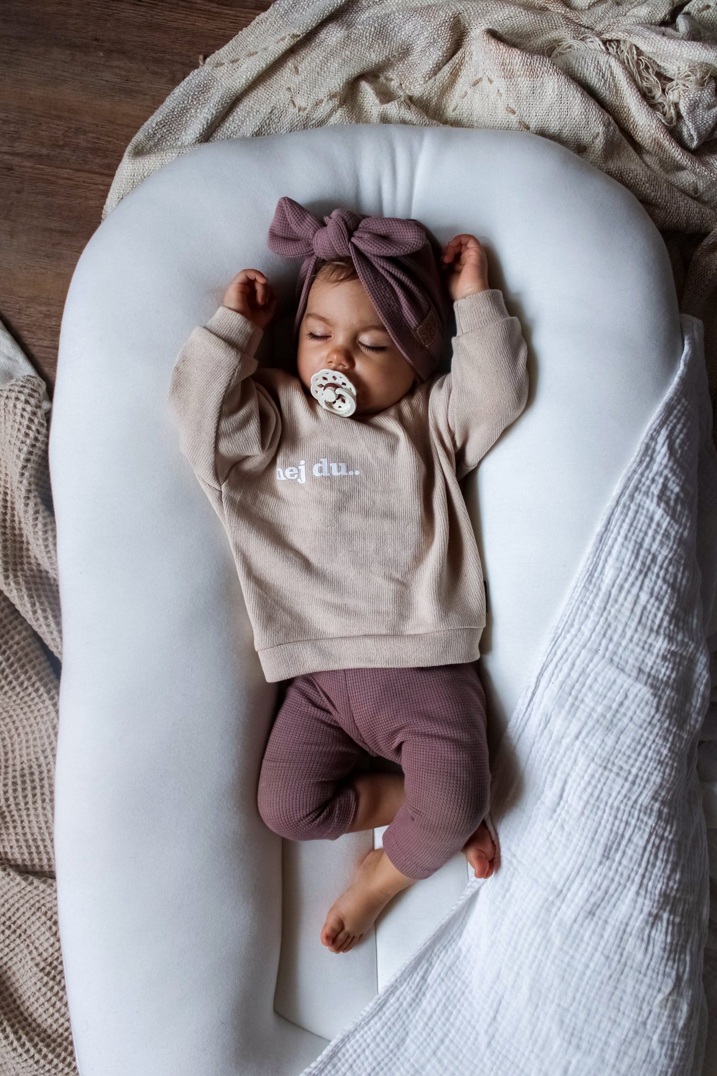 hej du.. Set Big - Feinstrick Oversized Pullover, Waffle-Knit Leggings & Turbanmütze