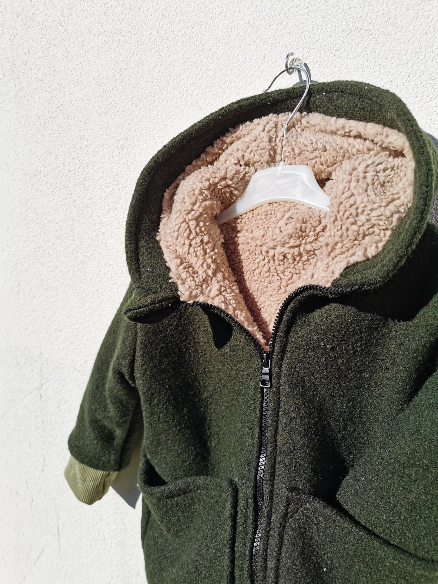 Gefütterte Wollwalk-Jacke mit Teddyplüsch für Kinder