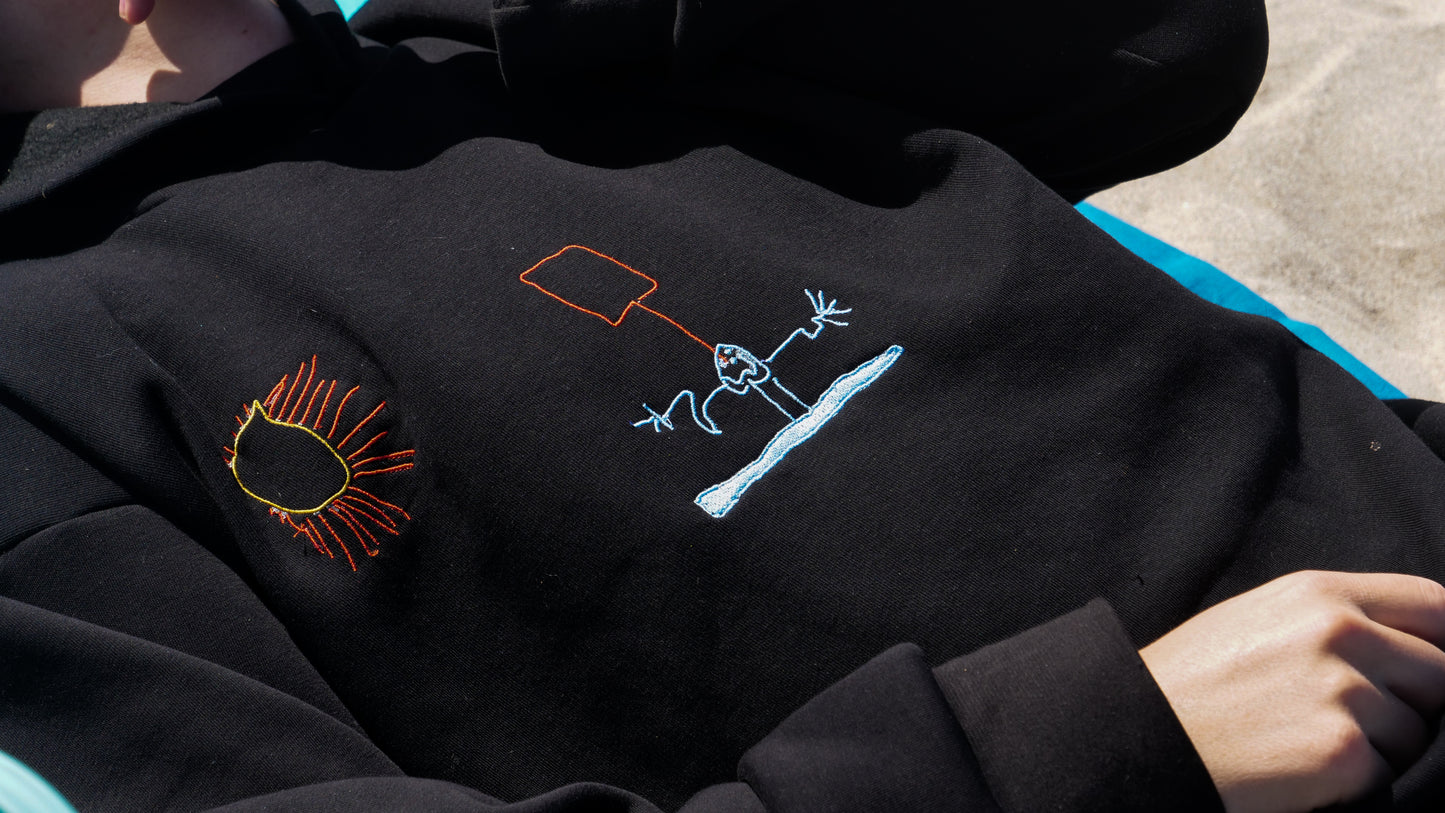 Personalisierter Hoodie für Damen mit Kinderzeichnung bestickt