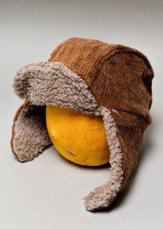 Fliegermütze aus Cord mit Teddyplüsch-Fütterung