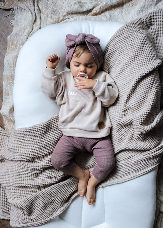 hej du.. Set Big - Feinstrick Oversized Pullover, Waffle-Knit Leggings & Turbanmütze