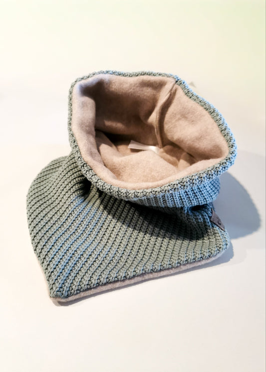 Grobstrick Dreiecks-Loopschal mit Bio-Baumwollfleece gefüttert