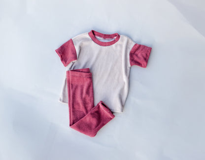 Set Basic Shirt Two-Tone & Leggings aus Frottee "Color your life"