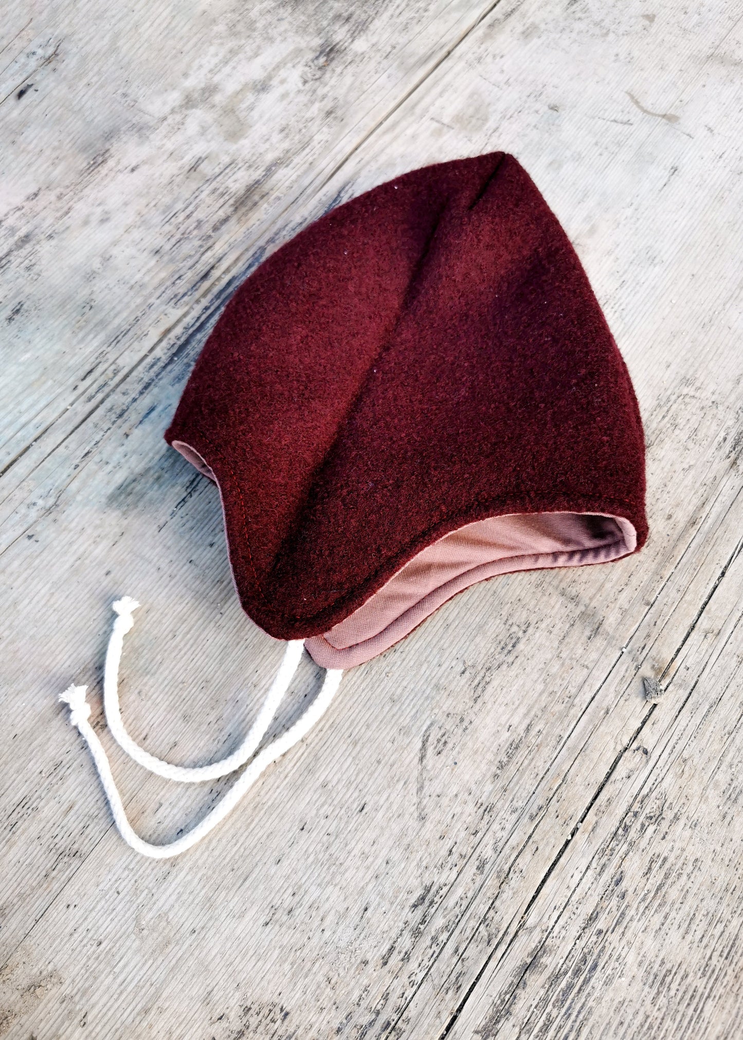 Wollwalk Zwergenmütze gefüttert mit French Terry