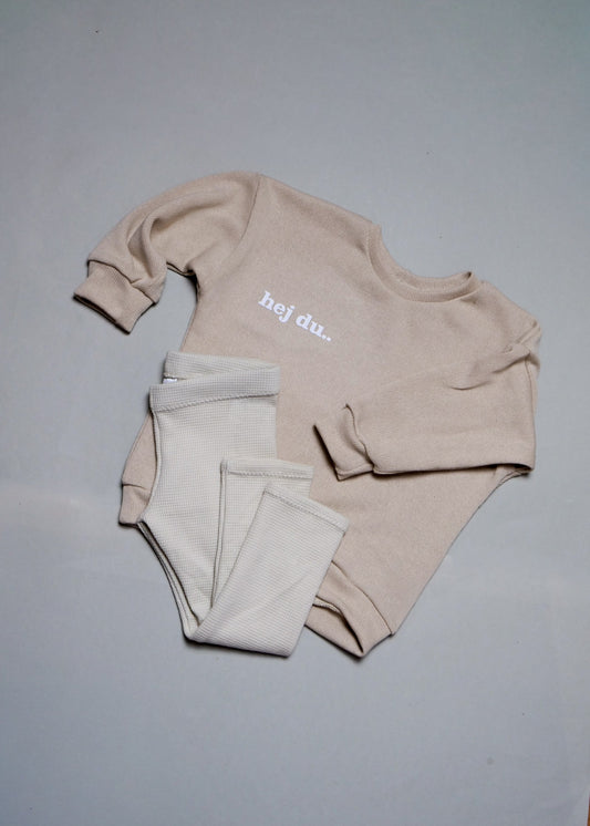 hej du.. Set - Feinstrick Oversized Pullover & Leggings aus Waffle-Knit