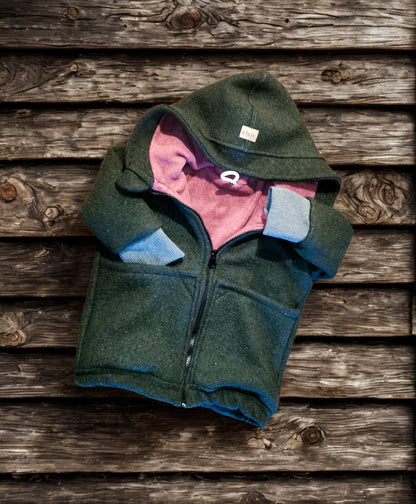 Gefütterte Wollwalk-Jacke mit Bio Baumwollfleece für Kinder