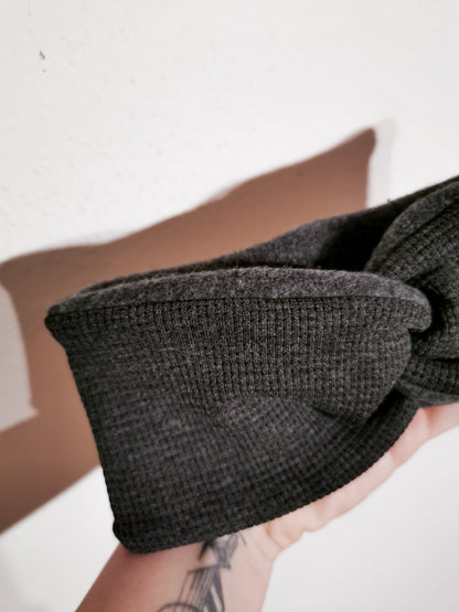 Waffle Knit Twist-Stirnband gefüttert mit Baumwollfleece