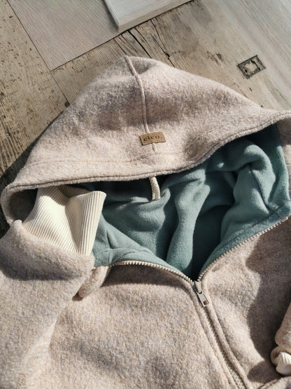 Gefütterte Wollwalk-Jacke mit Bio Baumwollfleece für Kinder