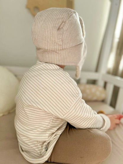 Fliegermütze aus Cord mit Teddyplüsch-Fütterung
