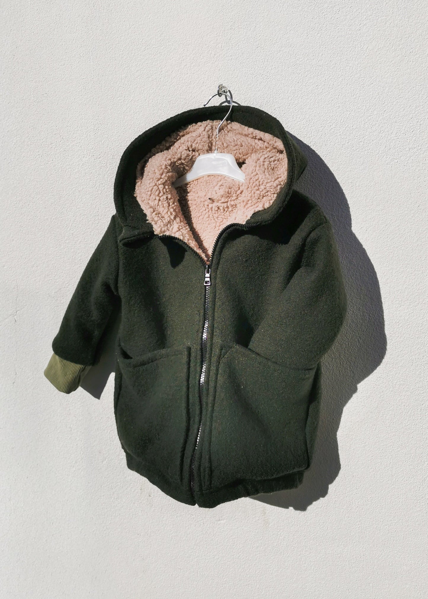 Gefütterte Wollwalk-Jacke mit Teddyplüsch für Kinder