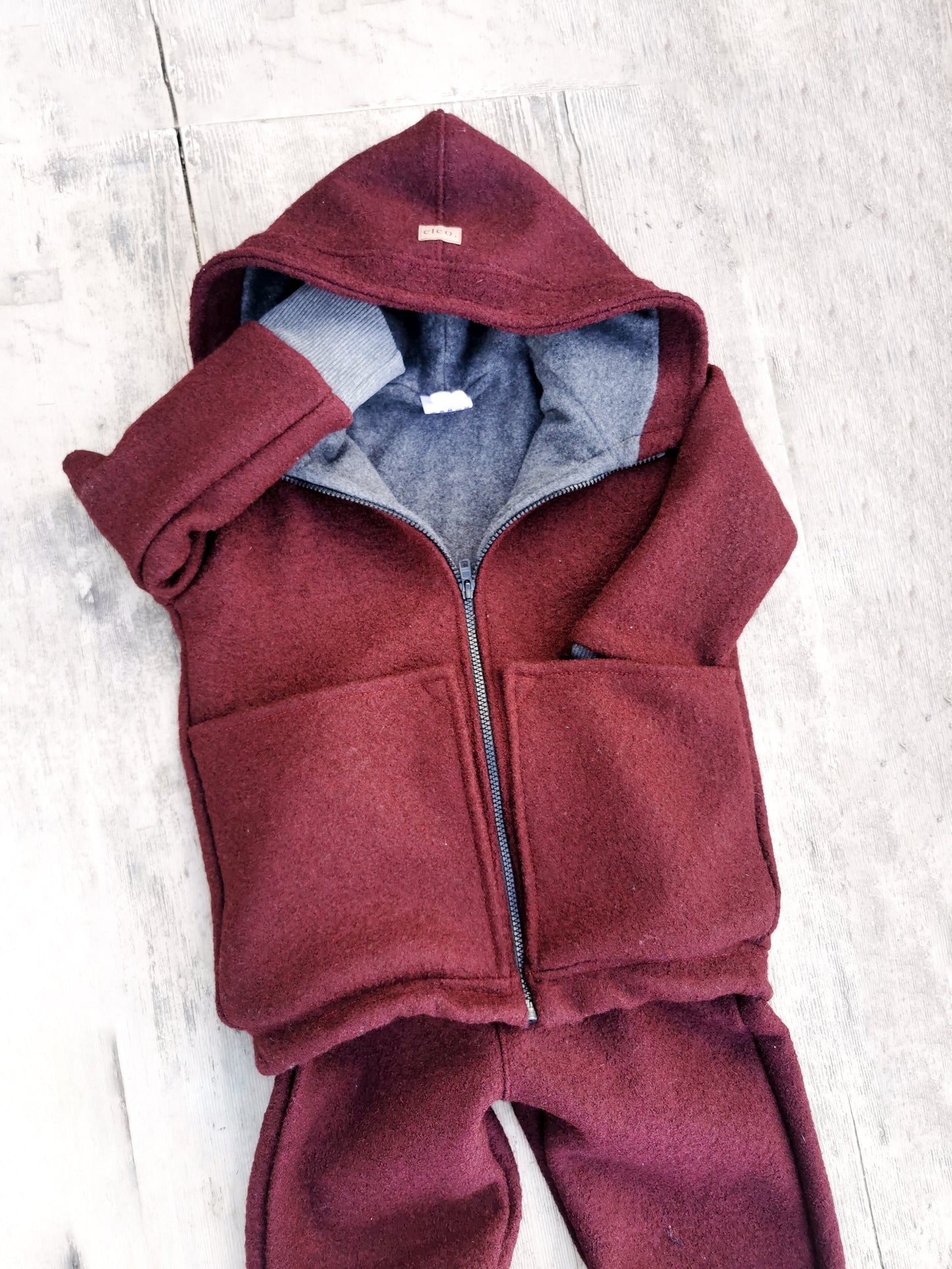 Gefütterte Wollwalk-Jacke mit Bio Baumwollfleece für Kinder