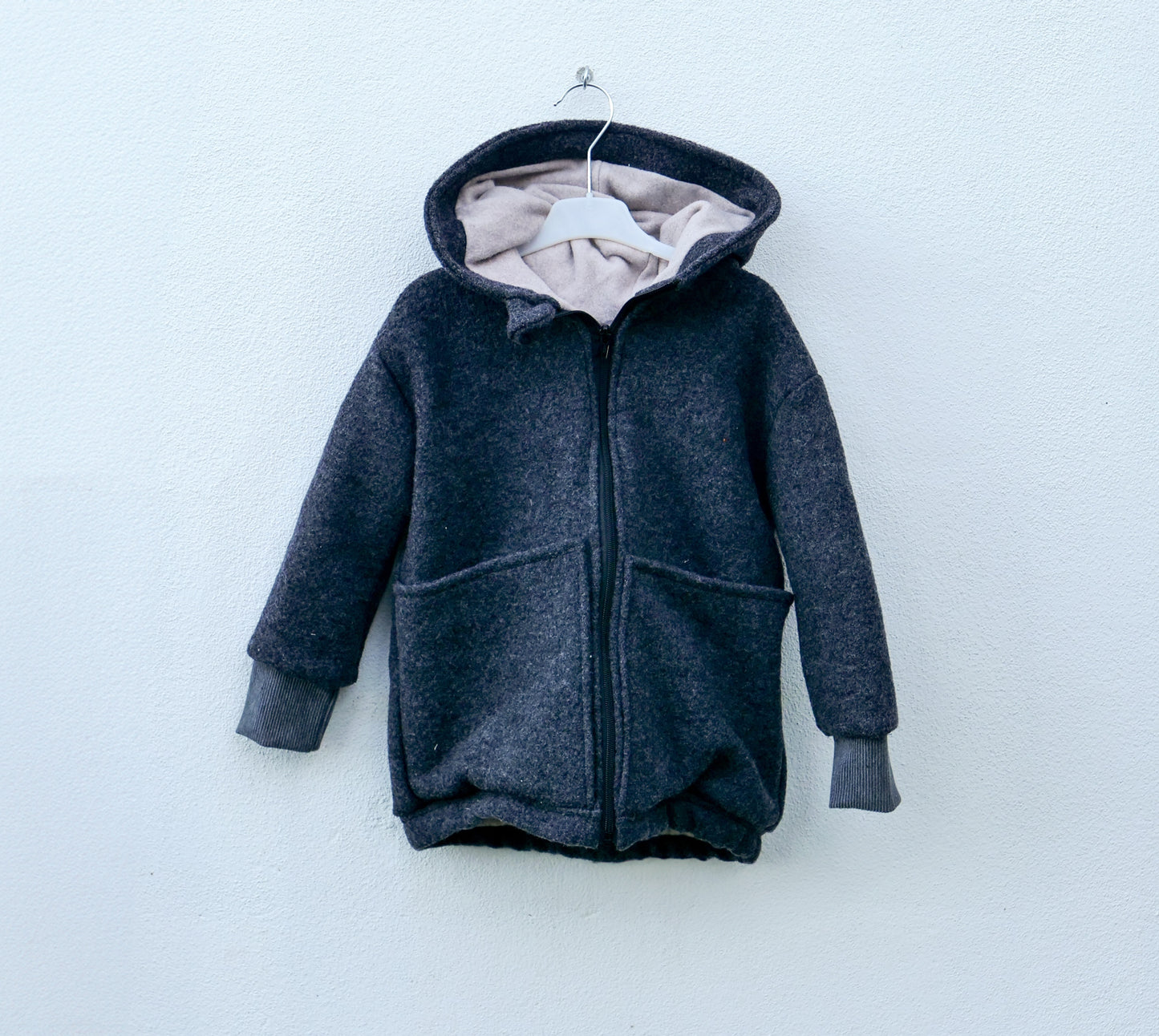 Gefütterte Wollwalk-Jacke mit Bio Baumwollfleece für Kinder