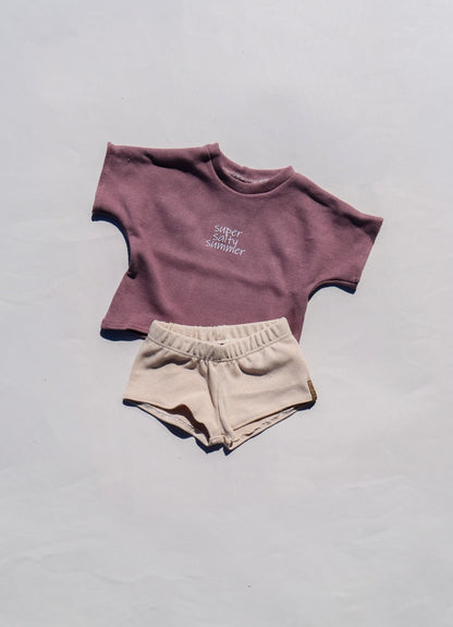 super salty summer Set Shorts & Oversized Shirt aus Feinstrick