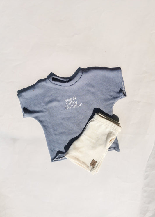 super salty summer Set Long Shorts & Oversized Shirt aus Feinstrick