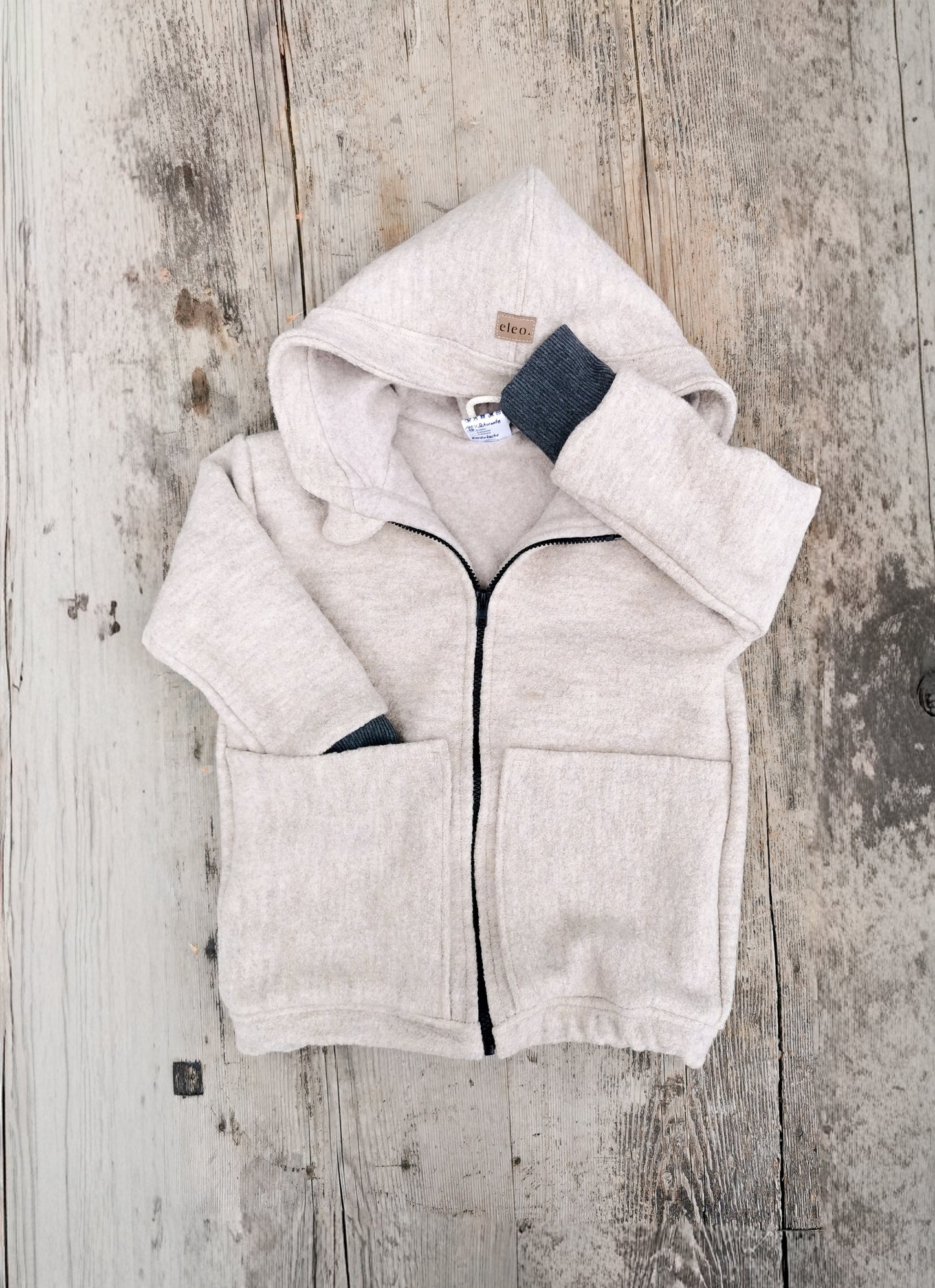 Gefütterte Wollwalk-Jacke mit Bio Baumwollfleece für Kinder