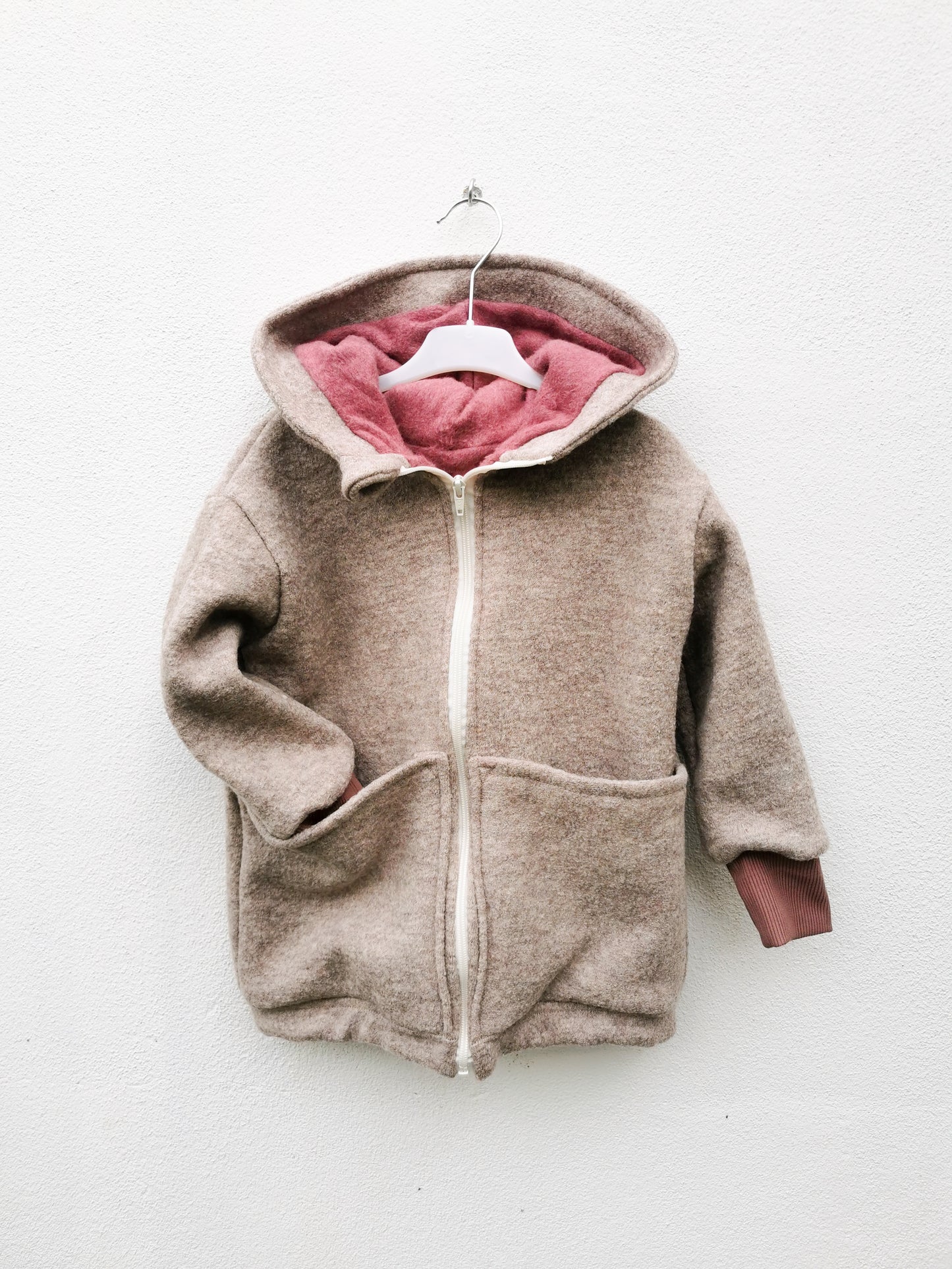 Gefütterte Wollwalk-Jacke mit Bio Baumwollfleece für Kinder