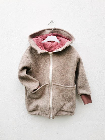 Gefütterte Wollwalk-Jacke mit Bio Baumwollfleece für Kinder