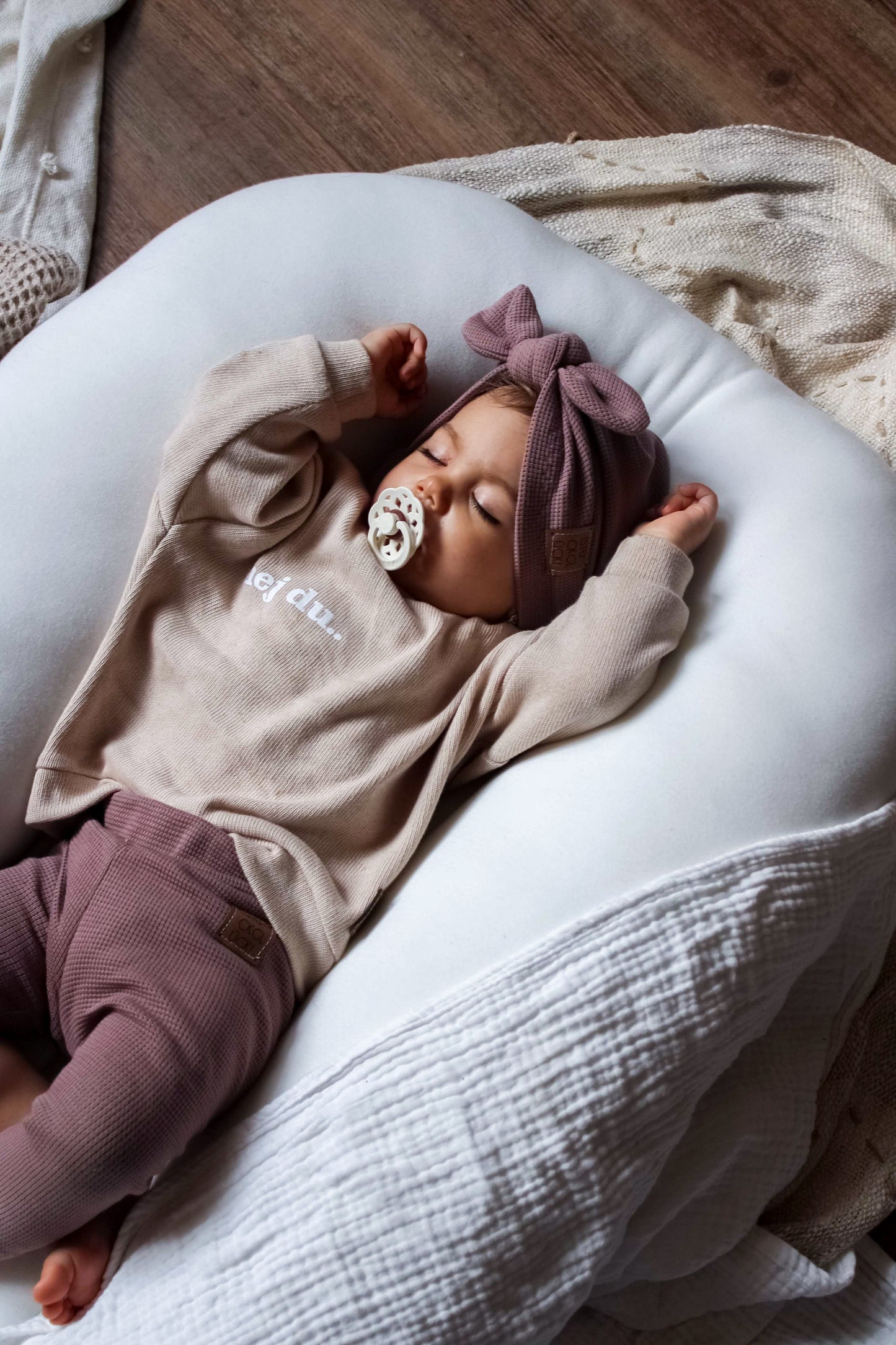 hej du.. Set Big - Feinstrick Oversized Pullover, Waffle-Knit Leggings & Turbanmütze