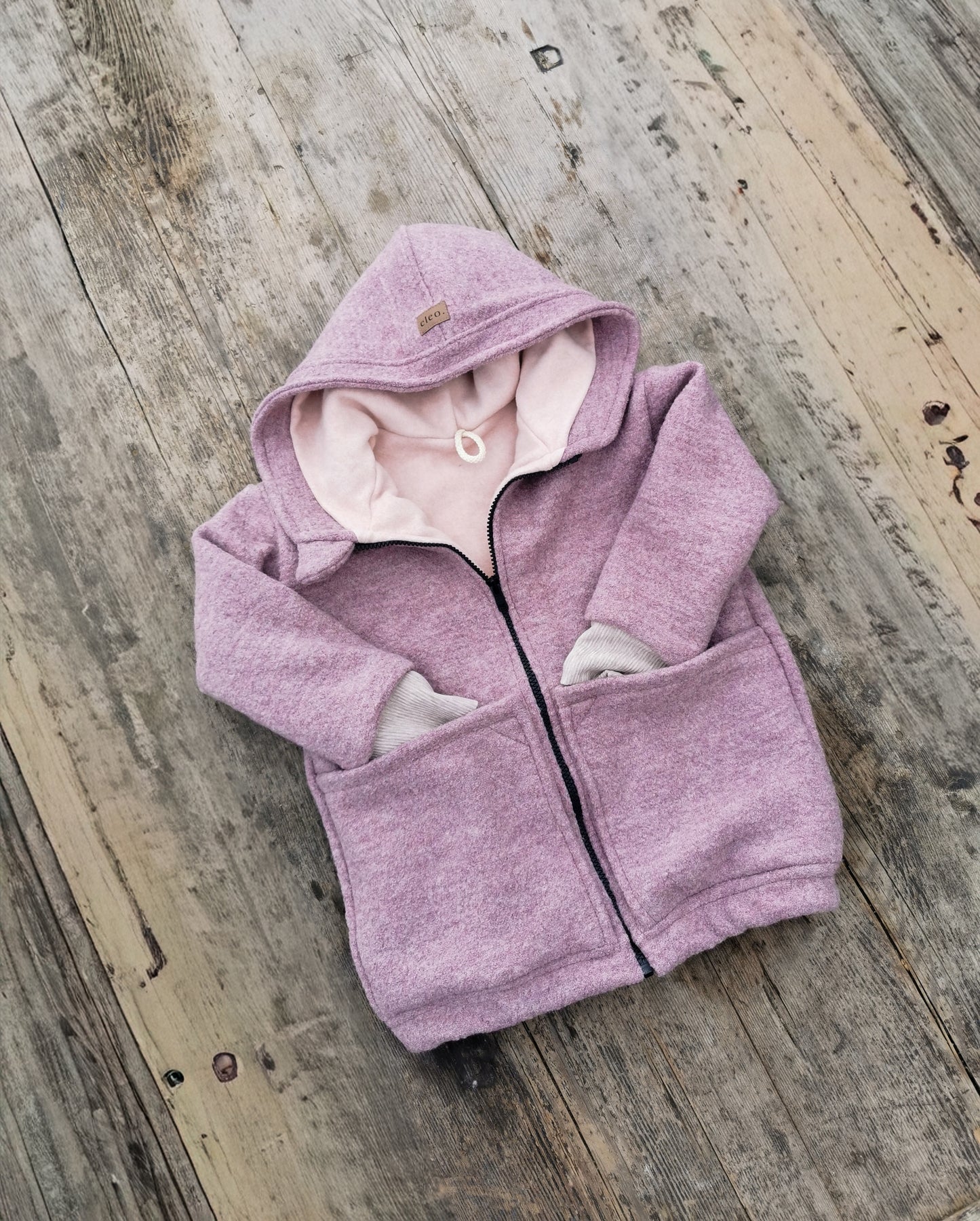 Gefütterte Wollwalk-Jacke mit Bio Baumwollfleece für Kinder