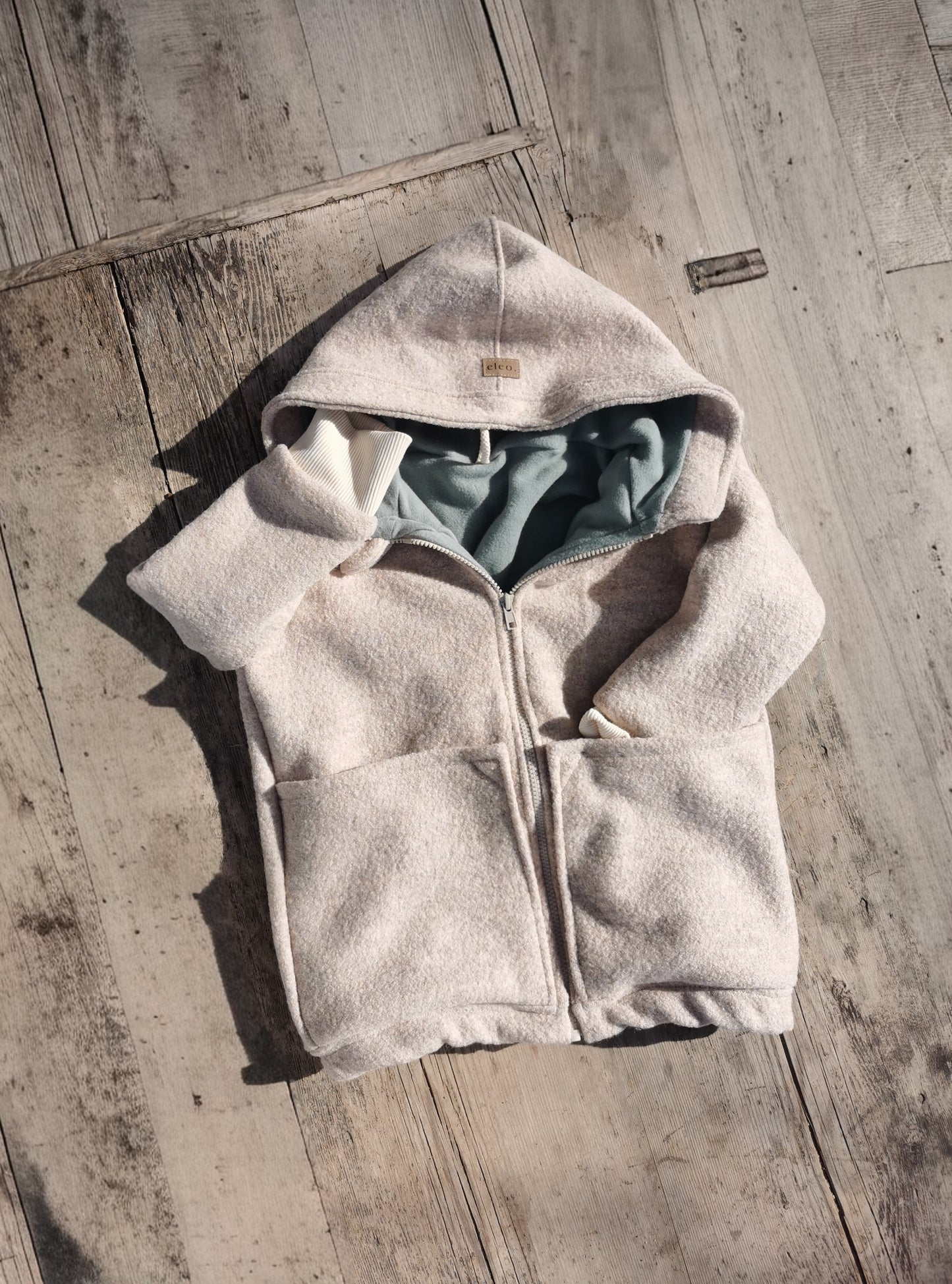 Gefütterte Wollwalk-Jacke mit Bio Baumwollfleece für Kinder