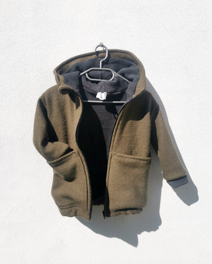 Gefütterte Wollwalk-Jacke mit Bio Baumwollfleece für Kinder