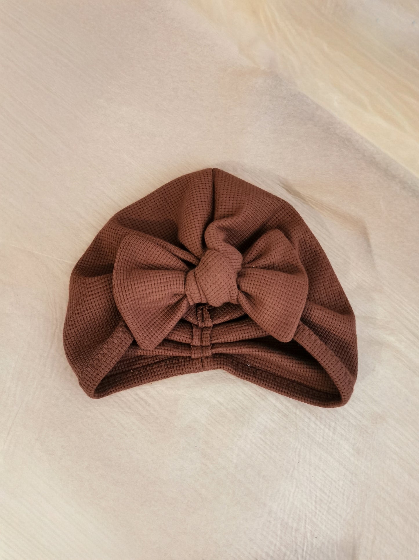 Waffle-Knit Turbanmütze Big Bow