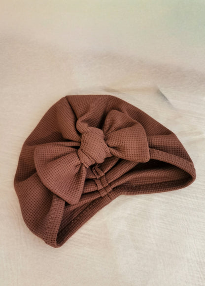 Waffle-Knit Turbanmütze Big Bow